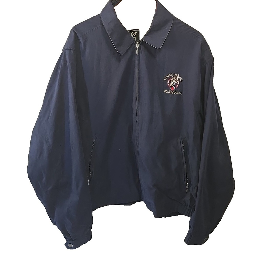 Vintage MLB Hall of Fame Jacket Mens 2XL Blue Full Zip Retro Bomber Cooperstown